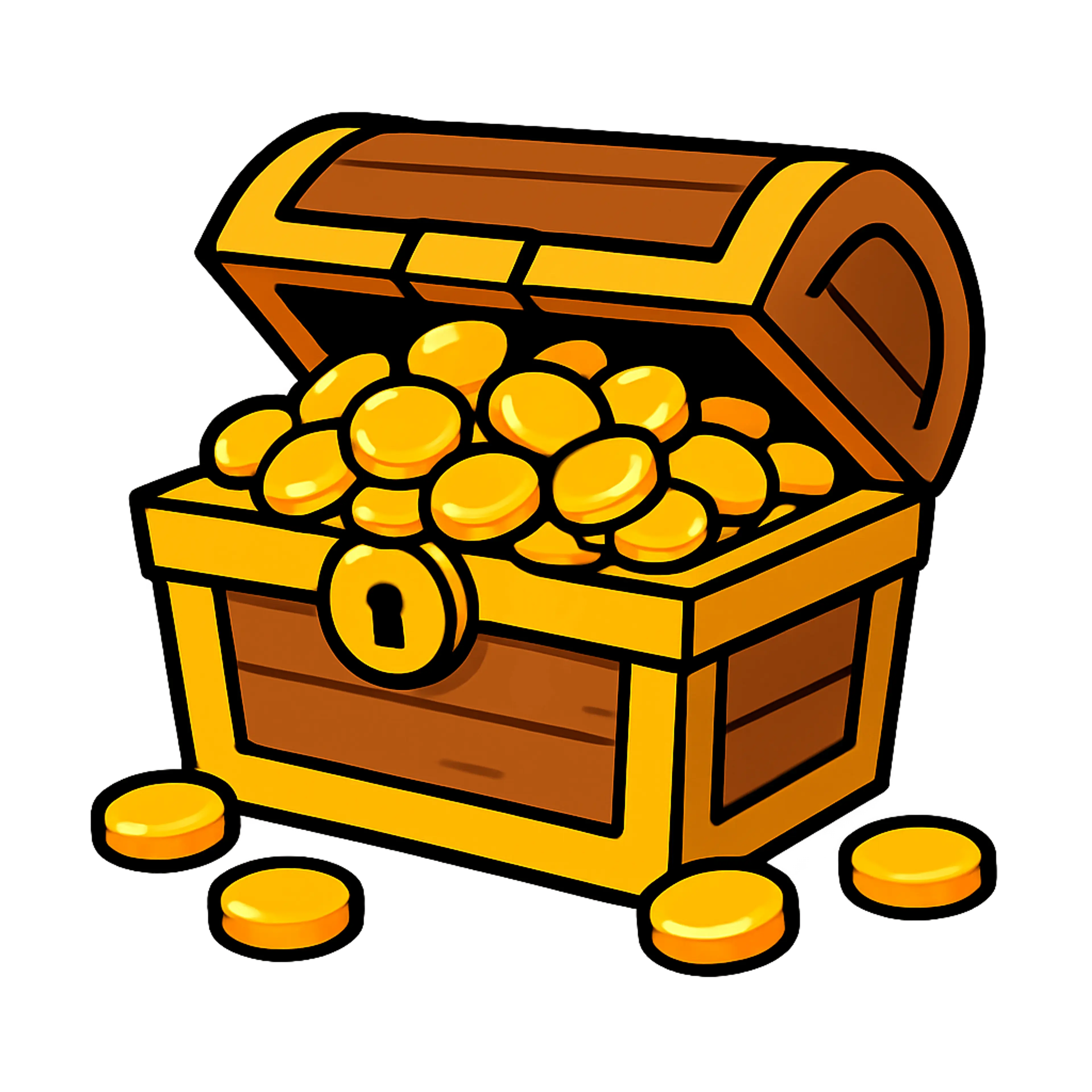 A treasure chest overflowing with gold coins