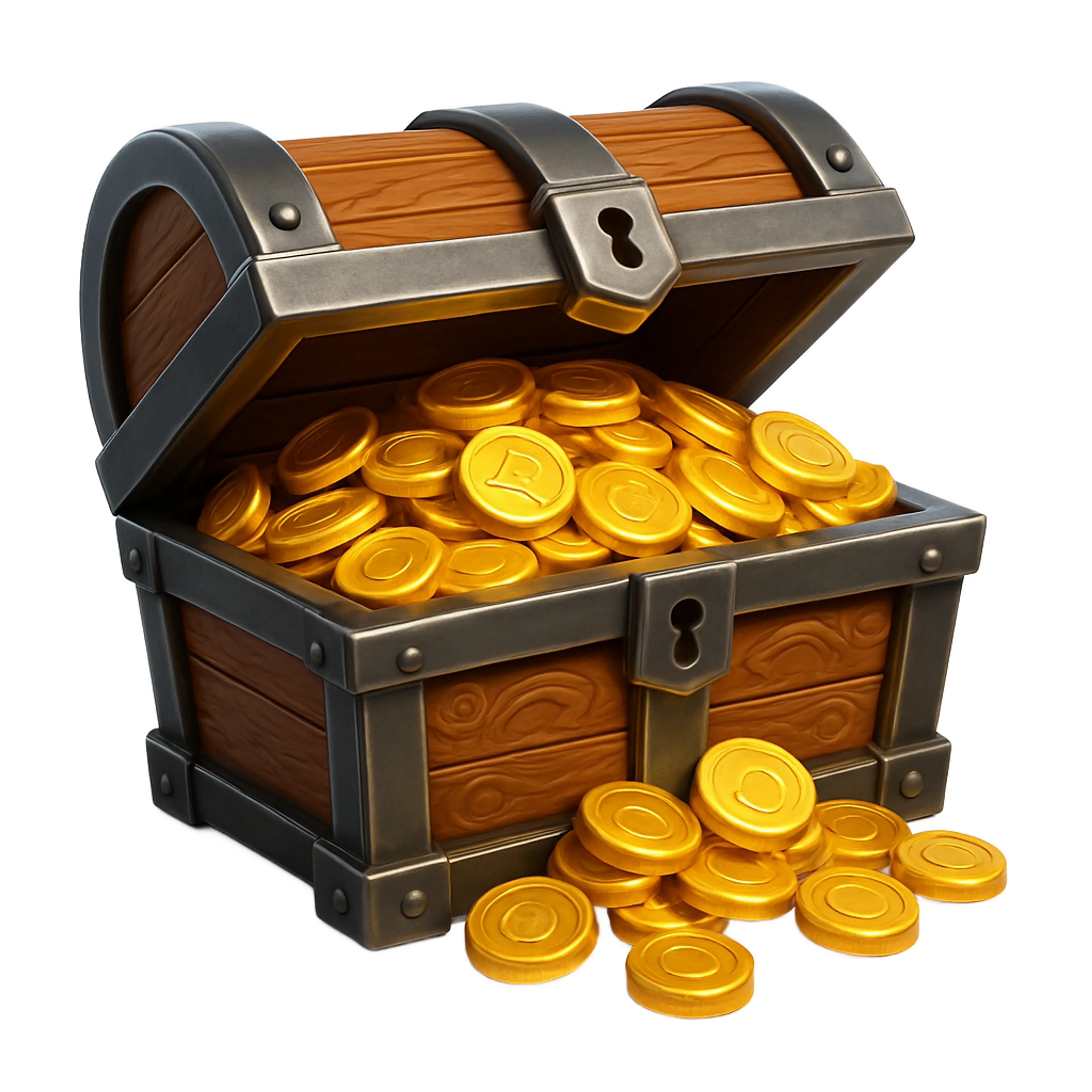 A treasure chest overflowing with gold coins