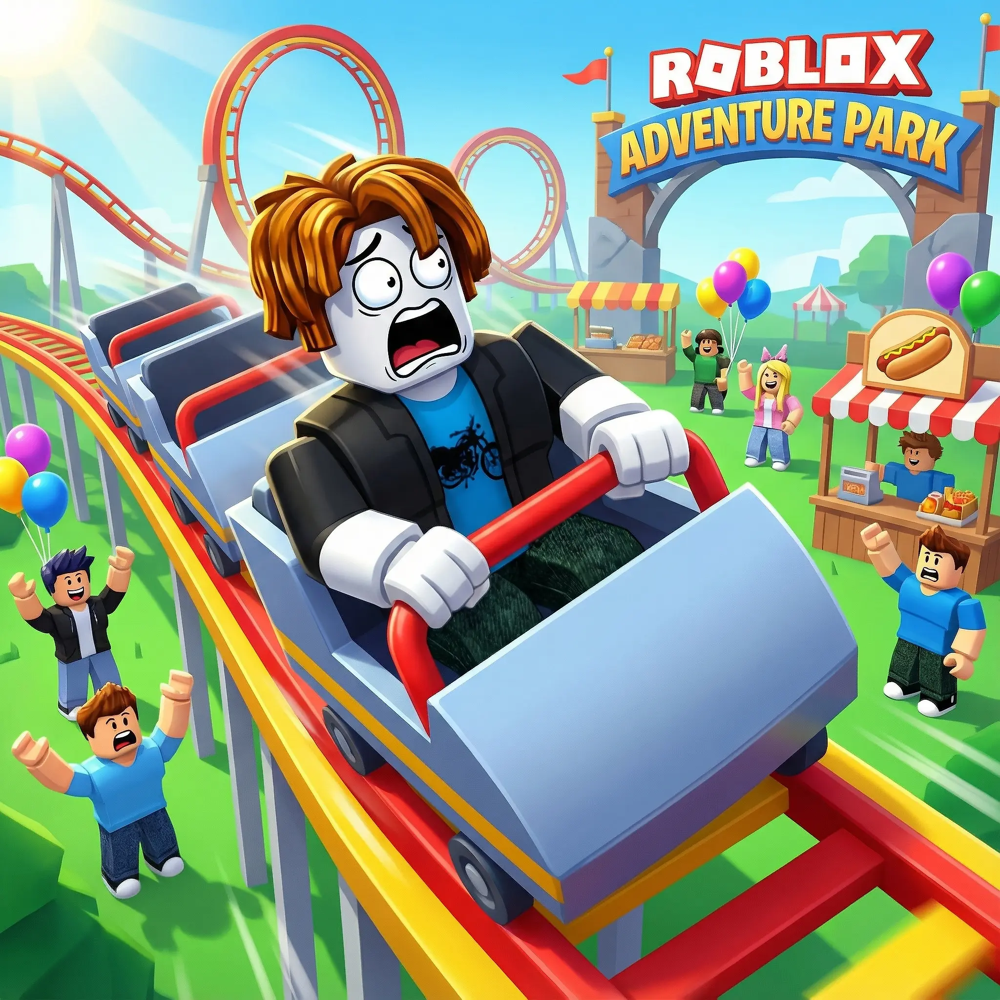 A bacon hair guy on a rollercoaster